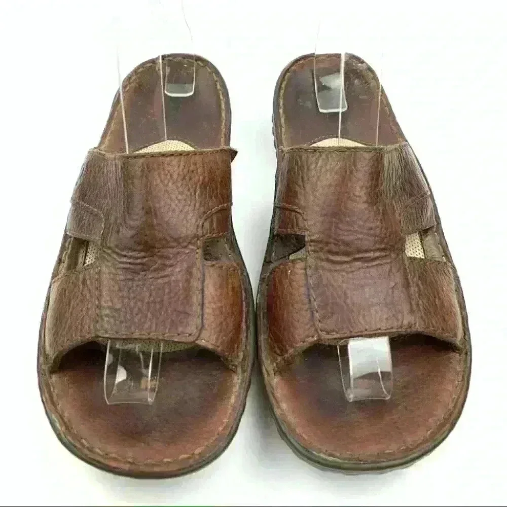 Born mens sandals sz 9 50 brown leather slip on